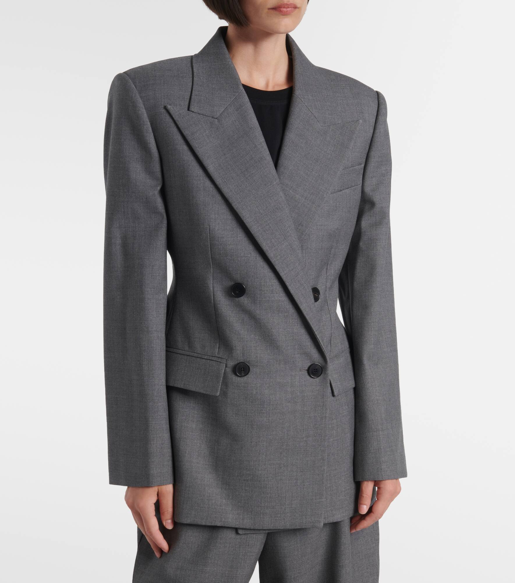 Double-breasted wool tuxedo jacket - 6