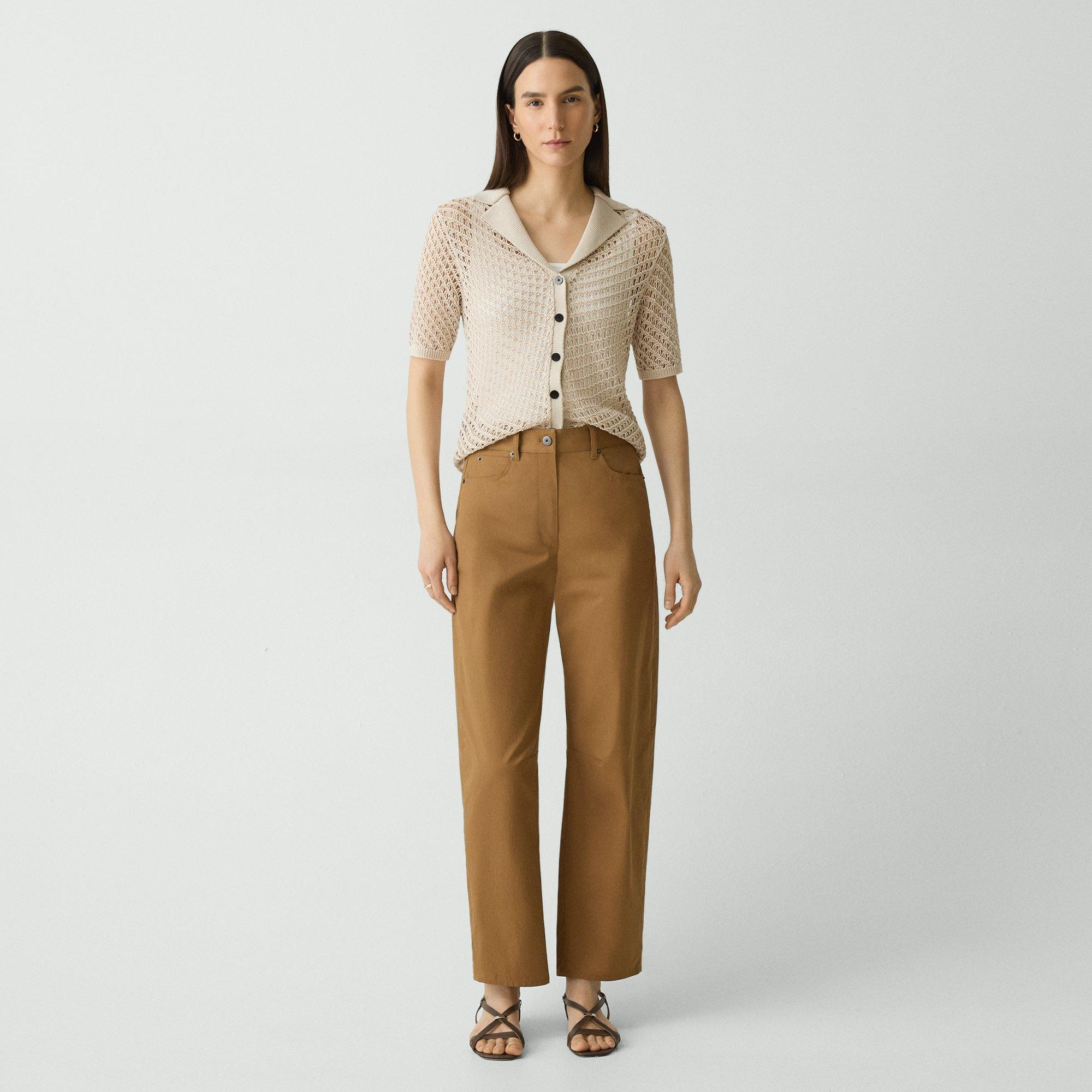 Cropped Barrel Pant in Cotton Twill - 2