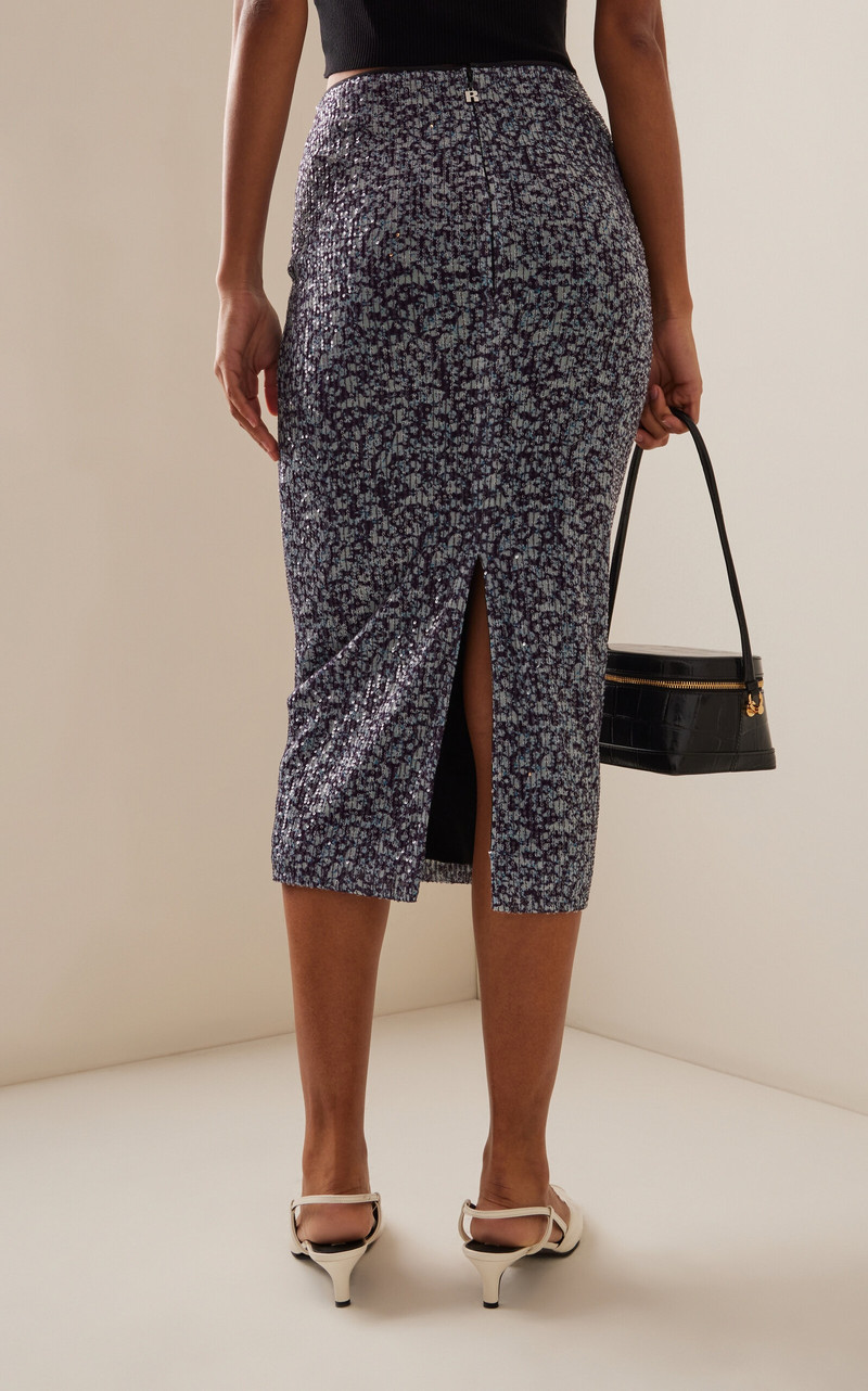 Sequined Floral-Mesh Midi Skirt multi 4