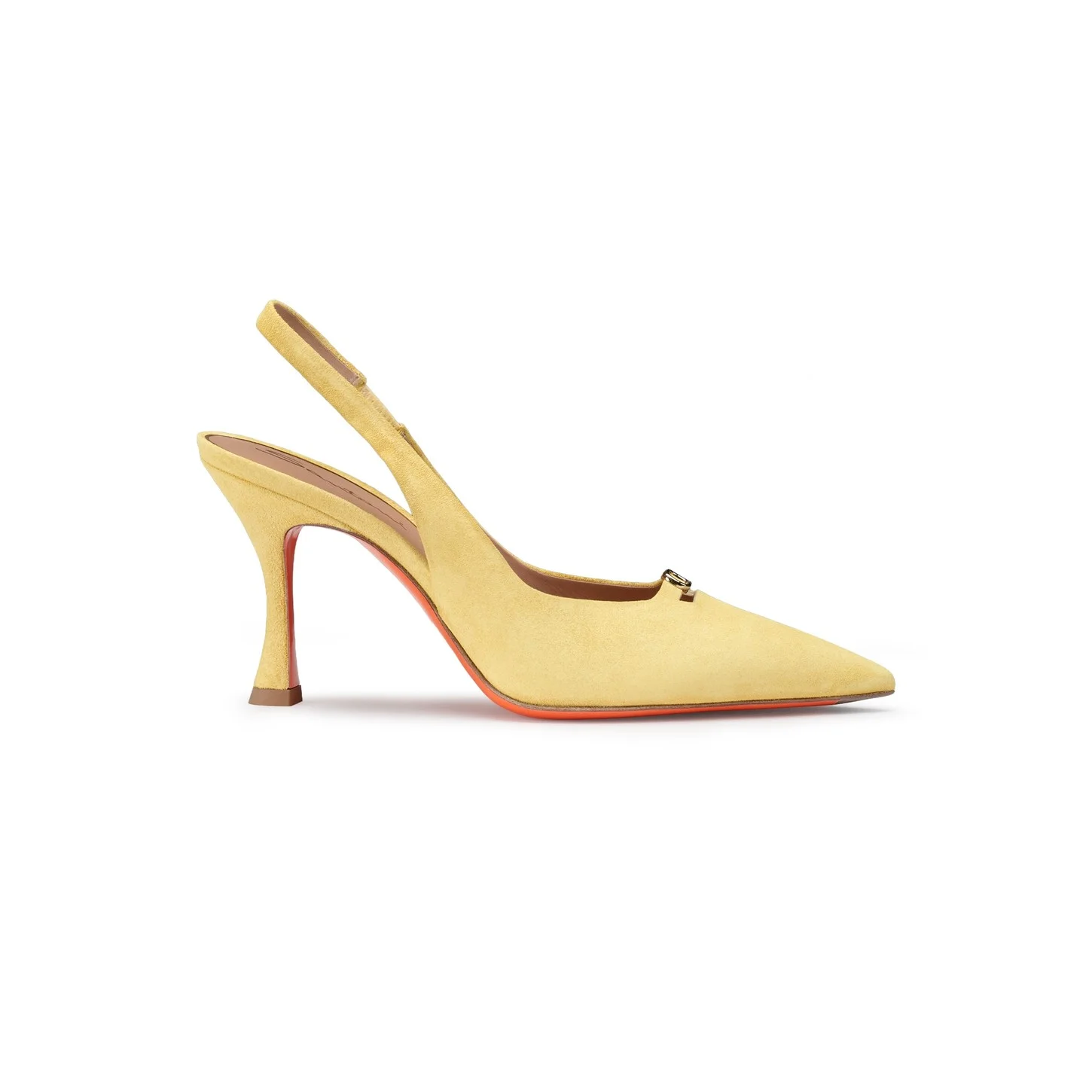 Women's yellow suede high-heel slingback - 1