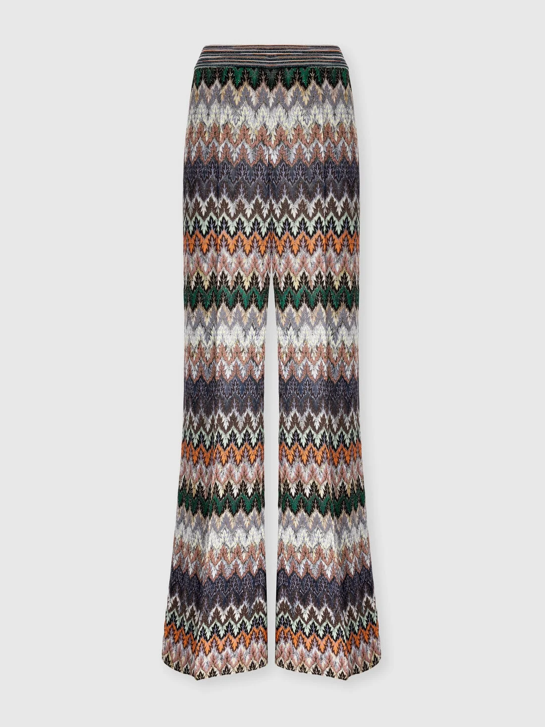 Wide Viscose and Cotton Lamé Trousers with Lace Motif - 1