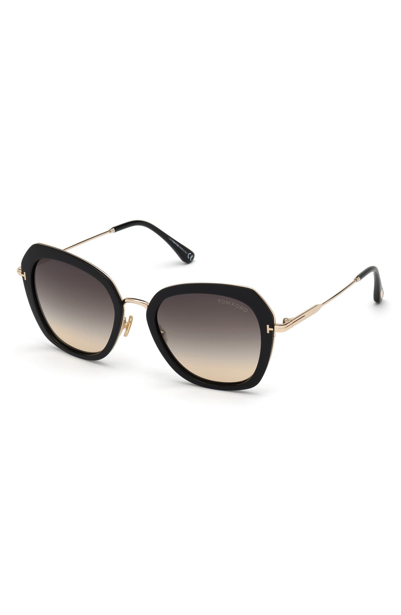 TOM FORD Kenyan 54mm Gradient Round Sunglasses in Black/Grey at Nordstrom - 1