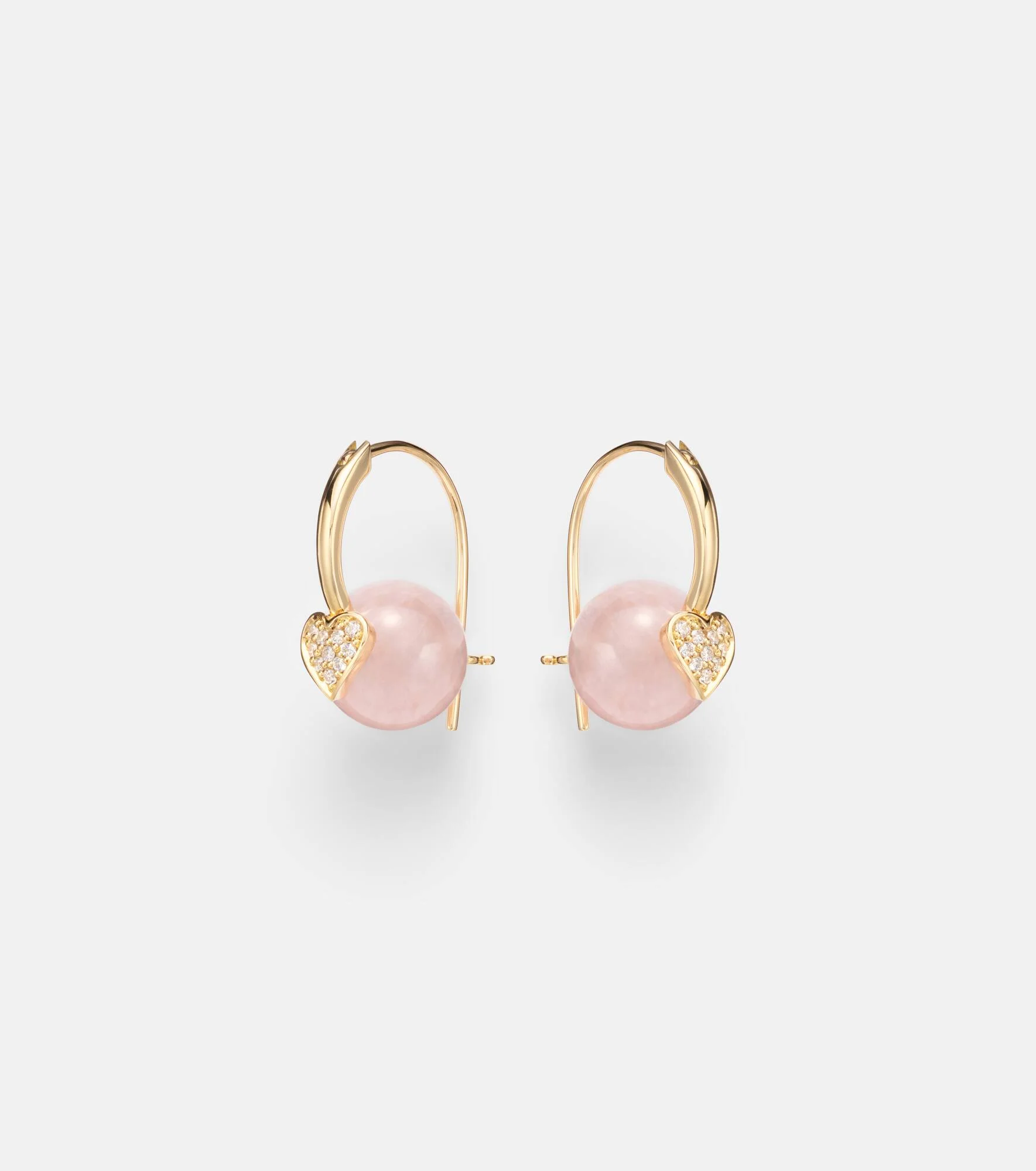 14kt gold (585/1000) earrings with diamonds and morganites - 1
