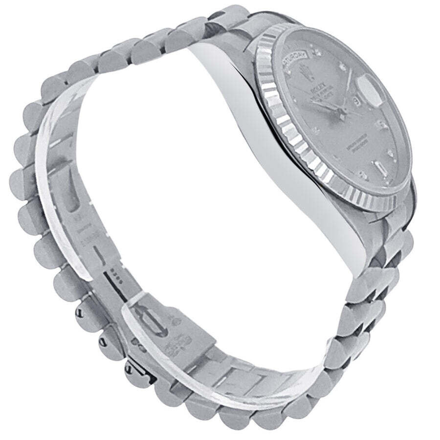 Pre-owned Rolex Day Date Automatic Chronometer Diamond Silver Dial Men's Watch 18239 SDP - 3
