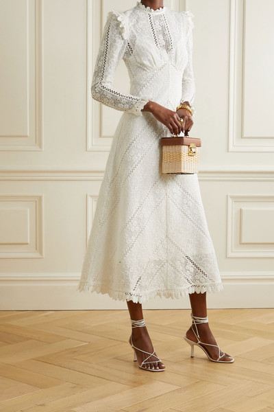 Zimmermann Brighton paneled cotton-blend lace midi dress outlook