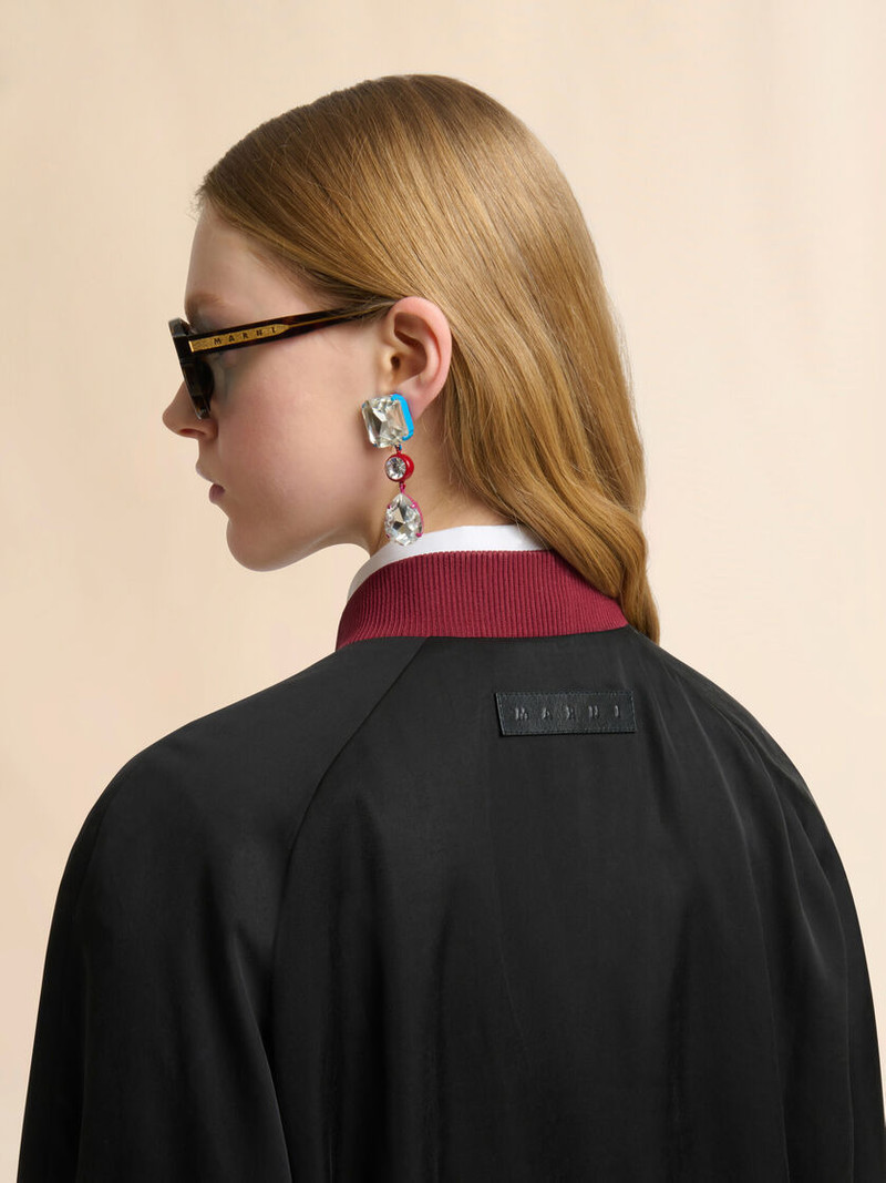 BLACK SATIN JACKET WITH SEQUIN FLOWERS 5