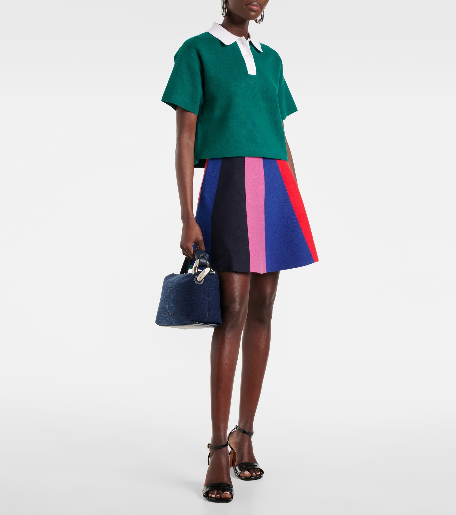 Colorblocked cotton and cashmere miniskirt - 2