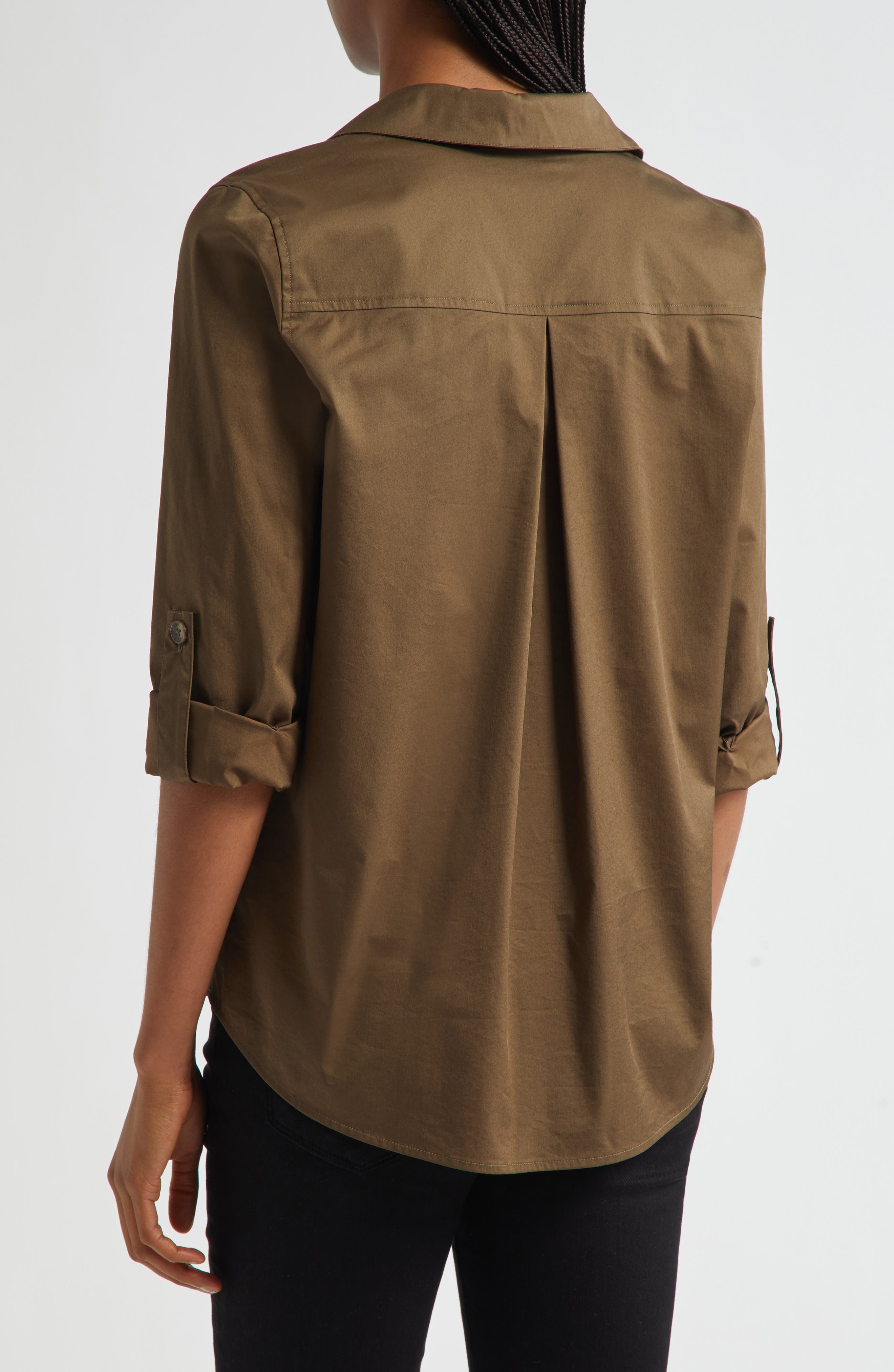 L'AGENCE Pearson Woven Military Shirt in Pine at Nordstrom - 2