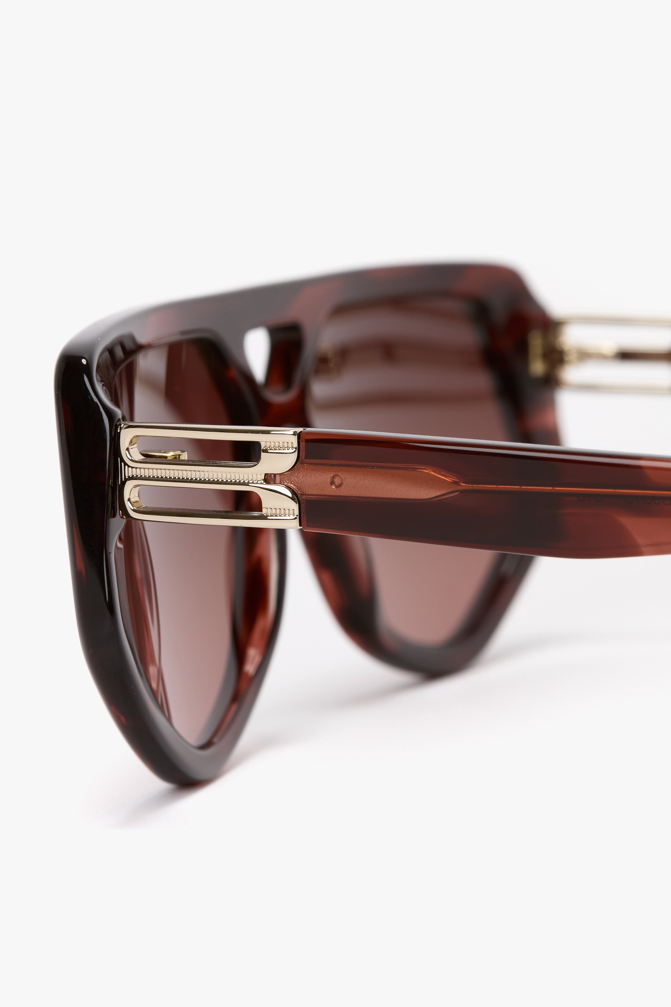 Double Bridge B Frame Logo Sunglasses In Striped Red - 5