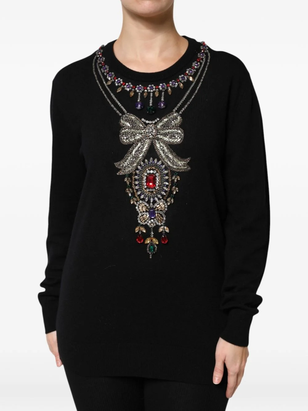 crystal-embellished virgin-wool sweater - 1