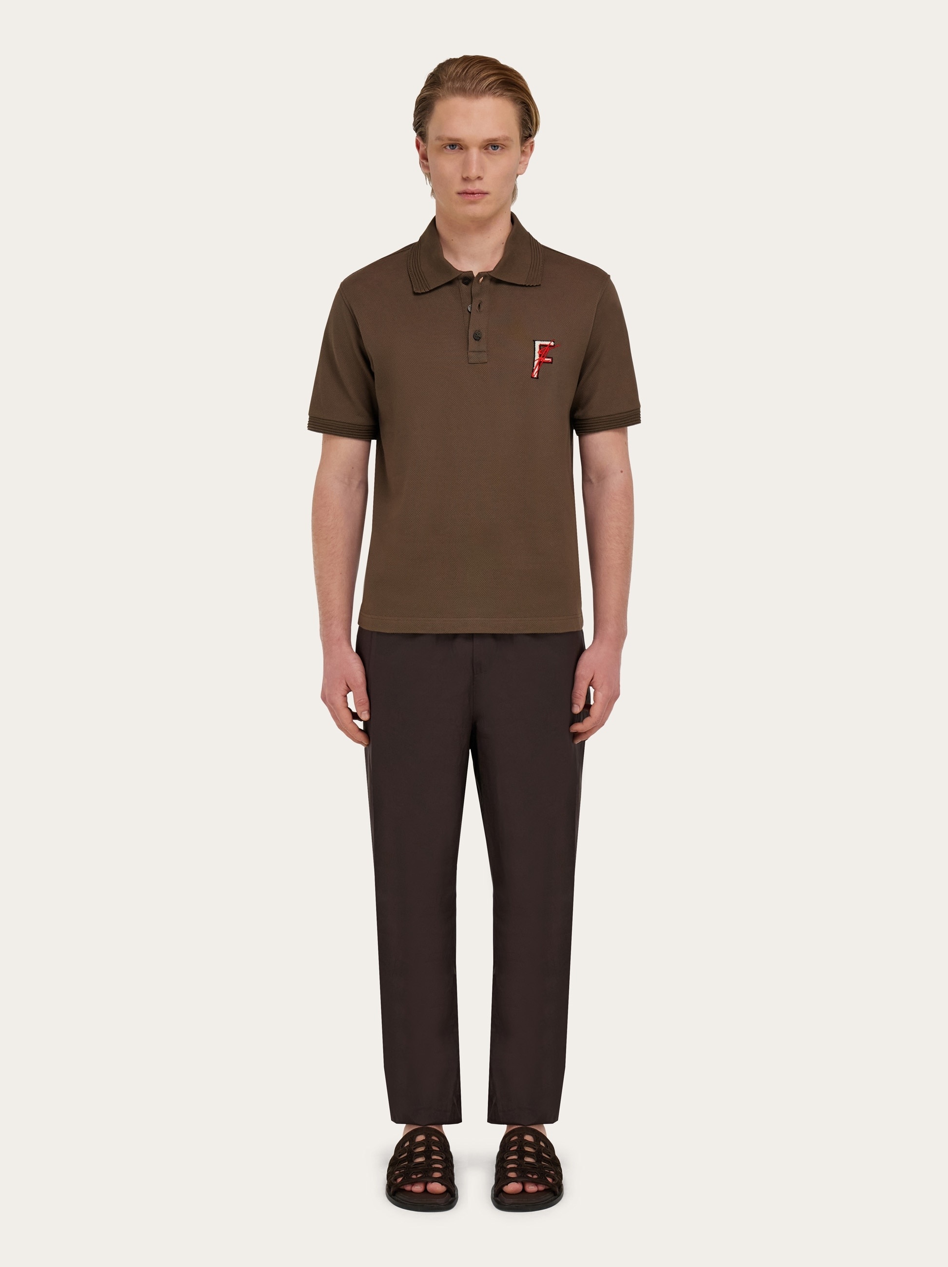 Cotton polo shirt with overlapping embroidery - 5