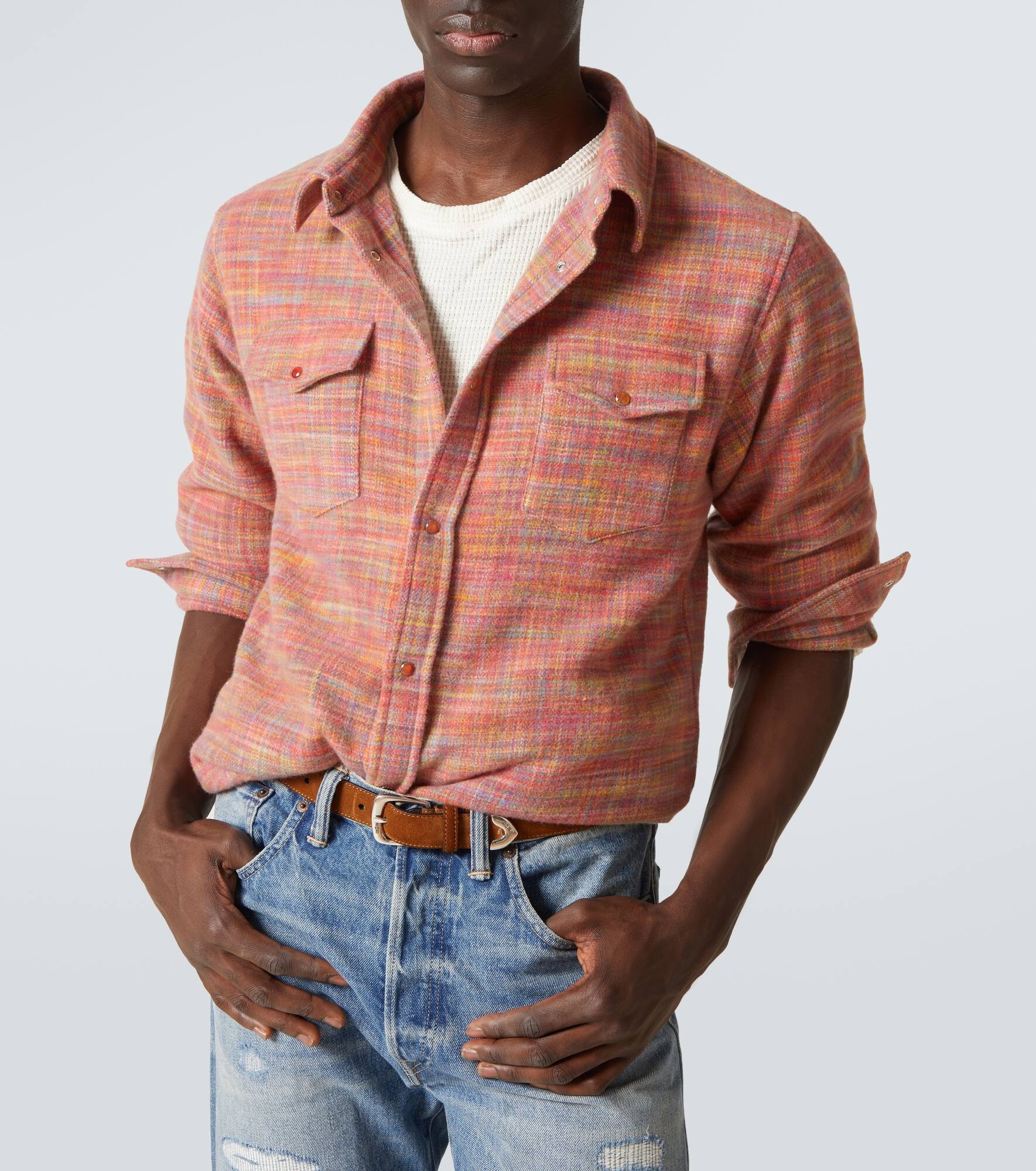 Flower space-dyed cashmere shirt - 5