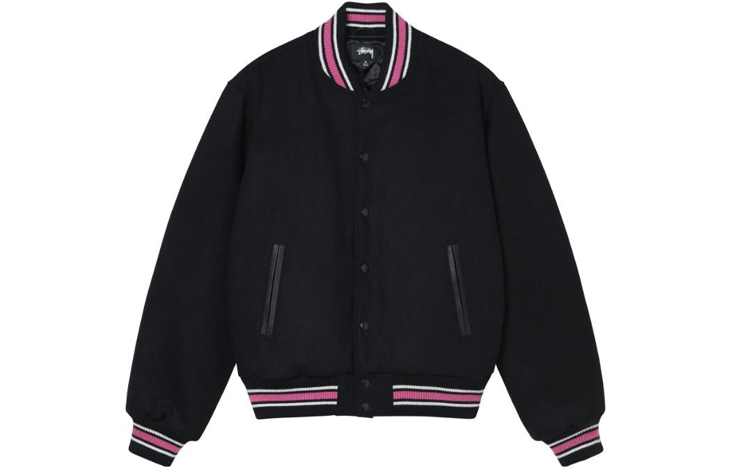 Stussy S Talk Melton Varsity Jacket 'Black' 115665 - 1