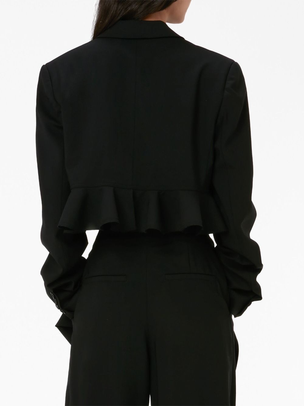 ruffled-trim cropped blazer - 4