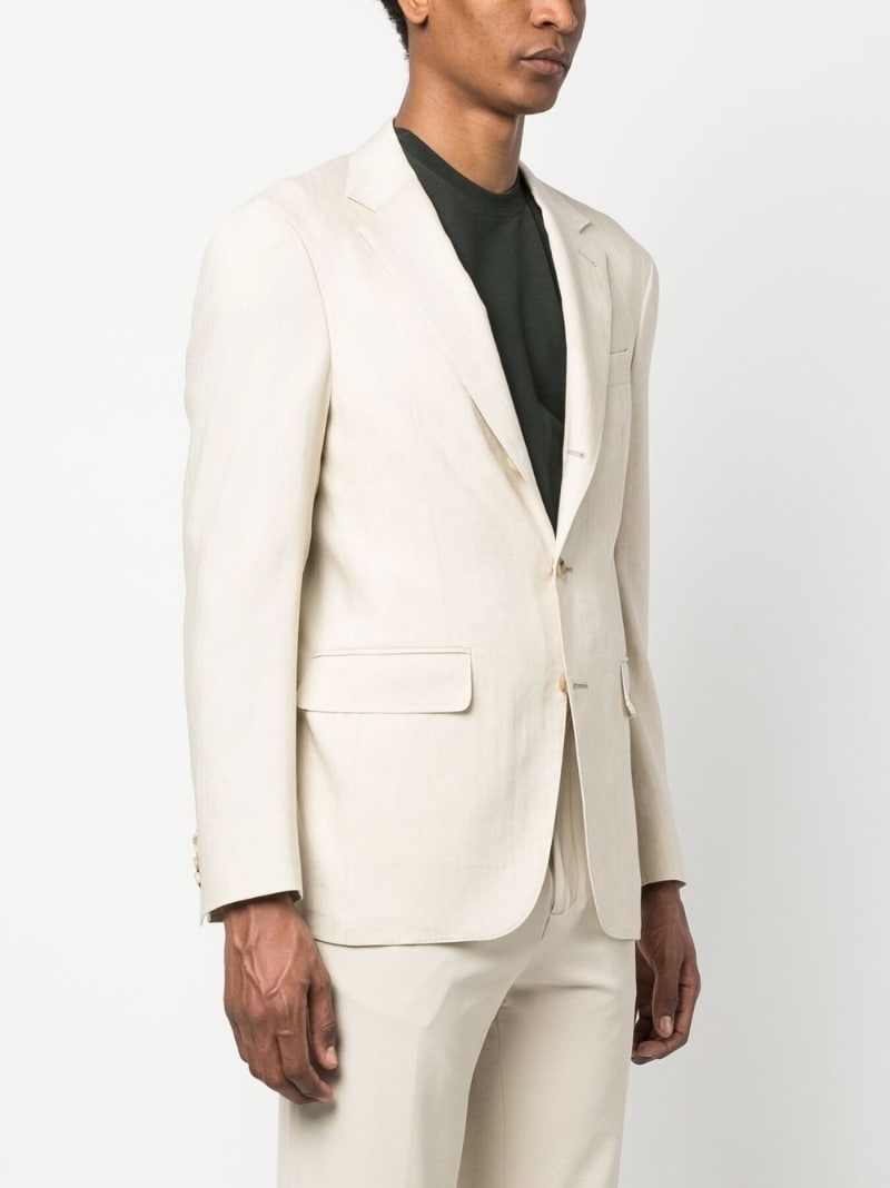 single-breasted wool-linen blazer - 3