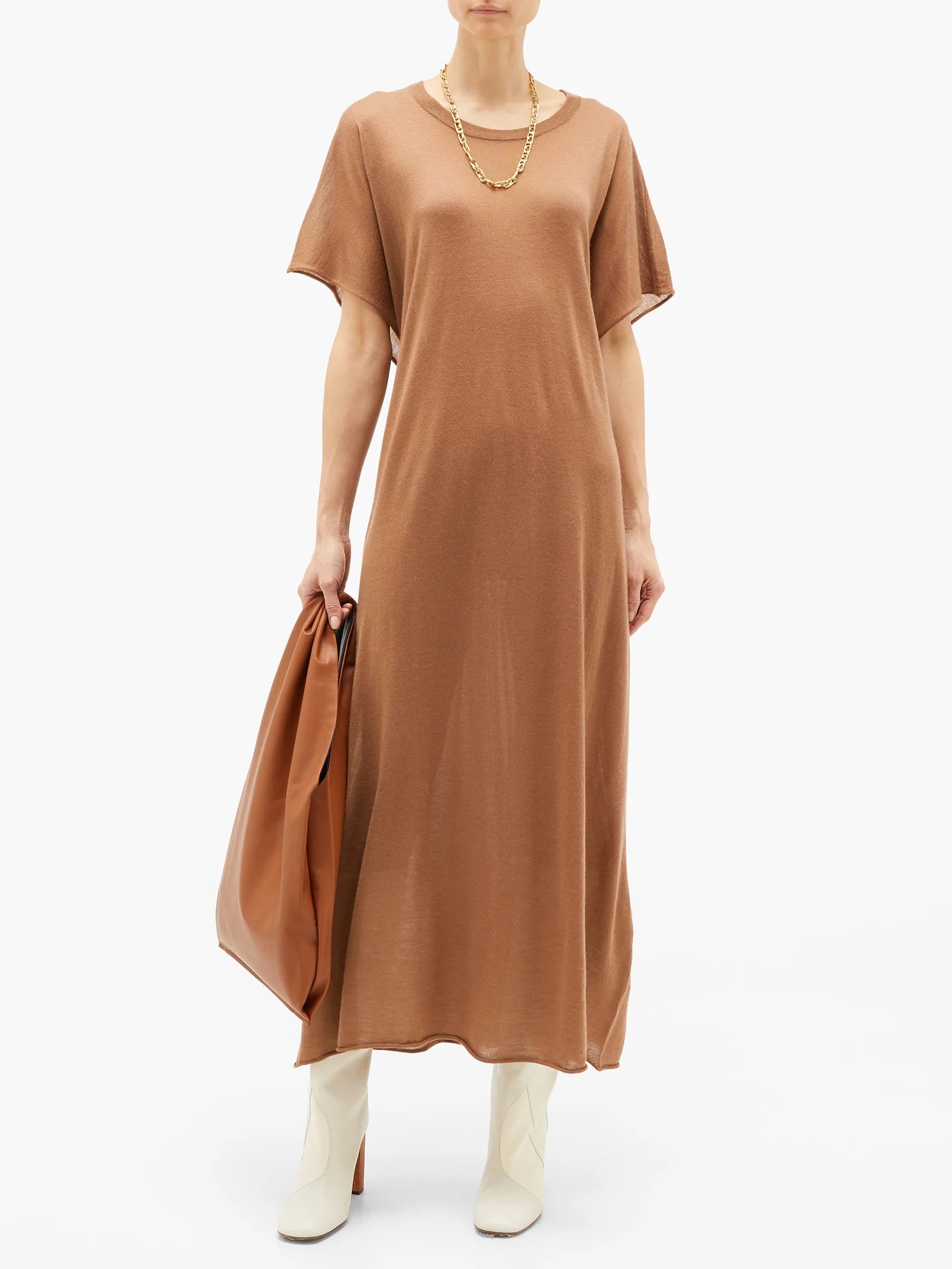 No.139 Caftan tie-back cashmere maxi dress - 2