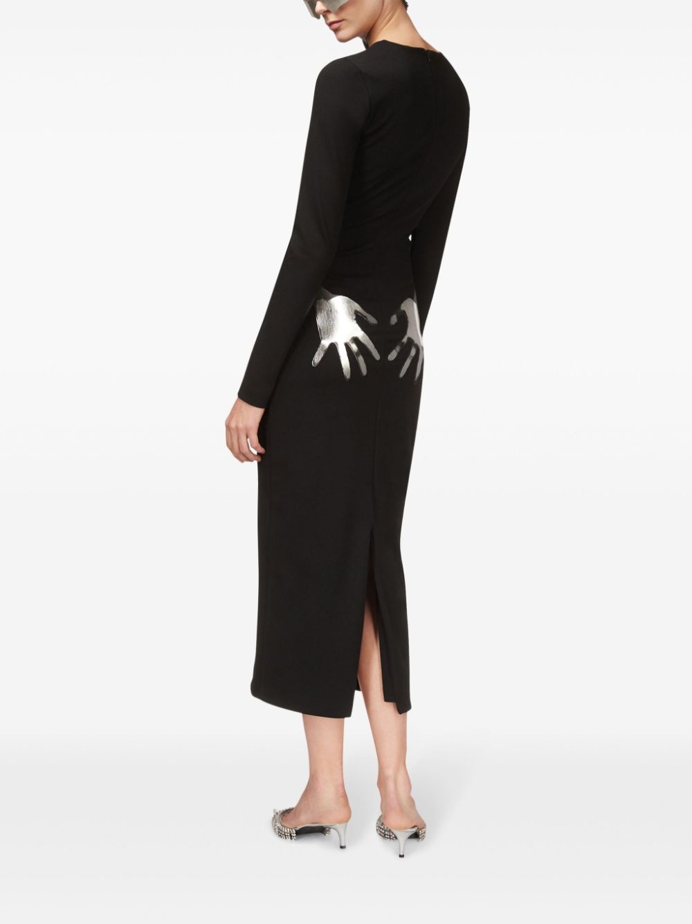 handprint long-sleeved minidress - 5