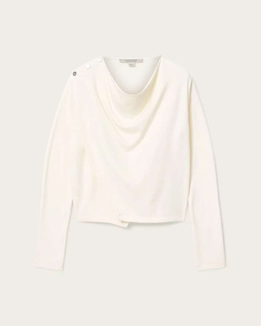 SKYLER LONG SLEEVE ASYMMETRIC OVERSIZED TOP - 1