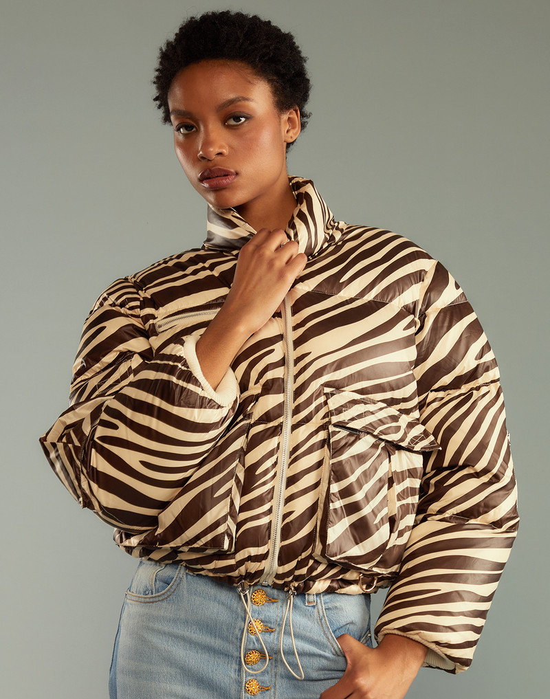 CYNTHIA ROWLEY Zebra Down Puffer Jacket outlook