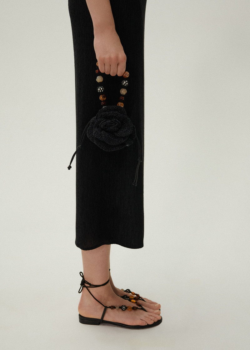 Small Magda bag beads strap in black crochet 5