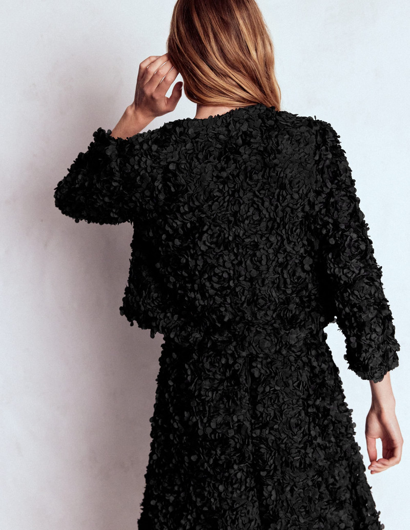 Petal Textured Cropped Jacket-Black, Petal Tulle 5