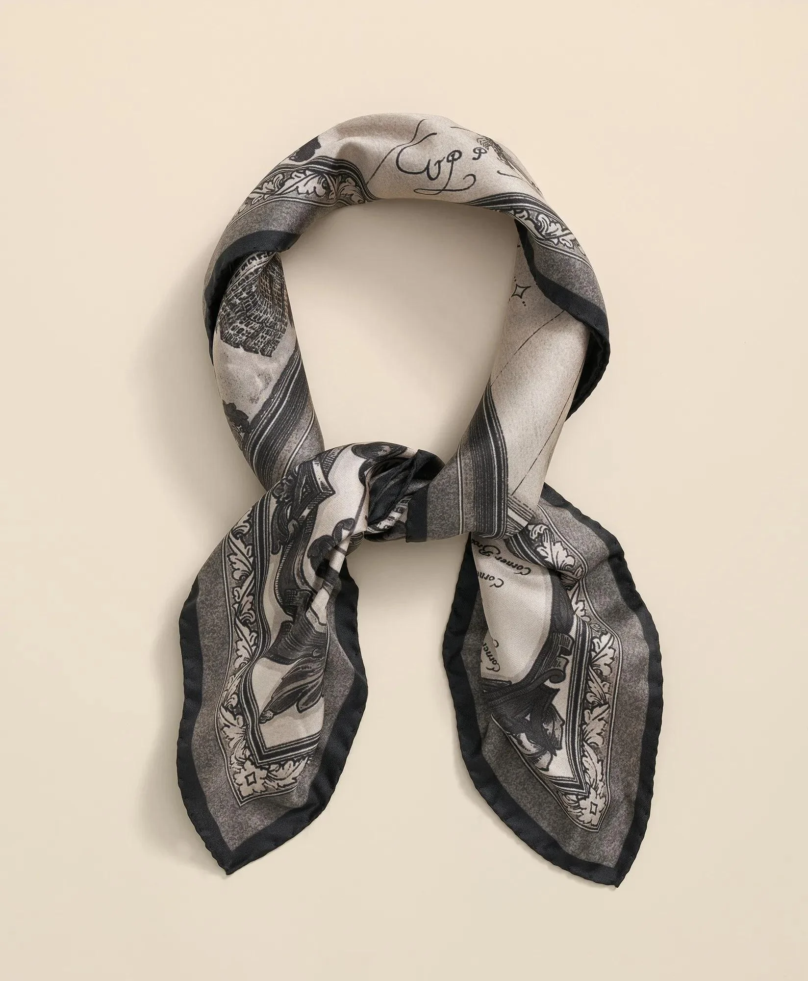 Silk Neckerchief in Map Print - 1