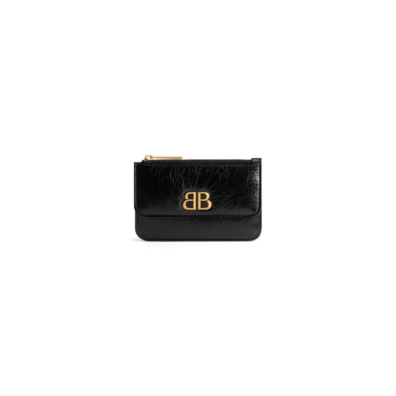 Women's Monaco Long Coin And Card Holder With Flap  in Black 1