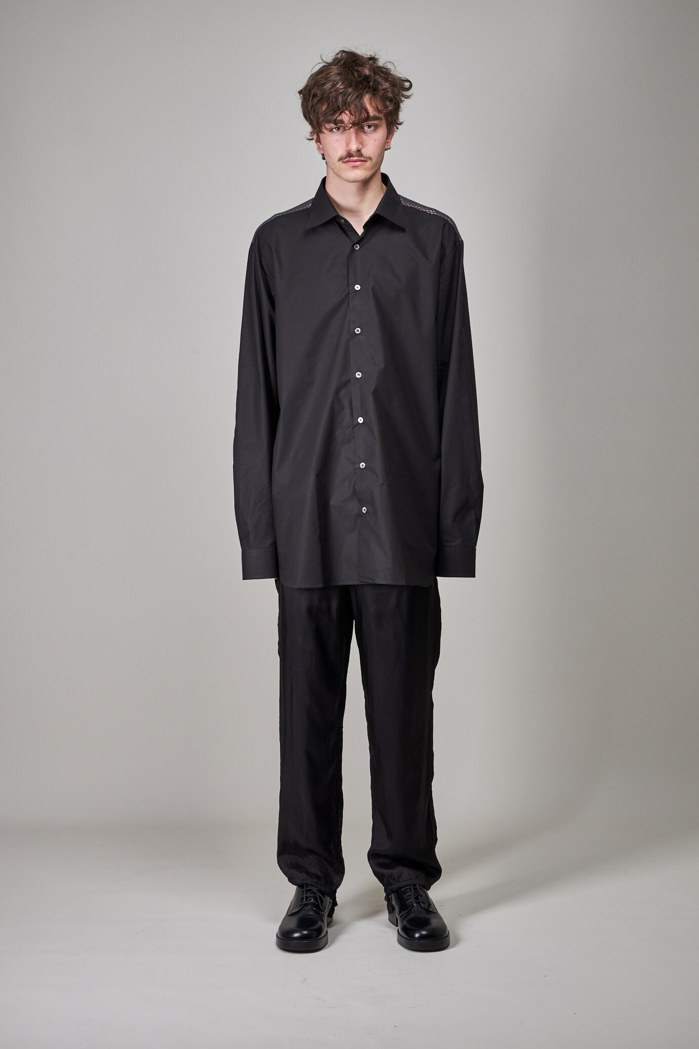 Classic Shirt with Net Insert, black dark grey - 3