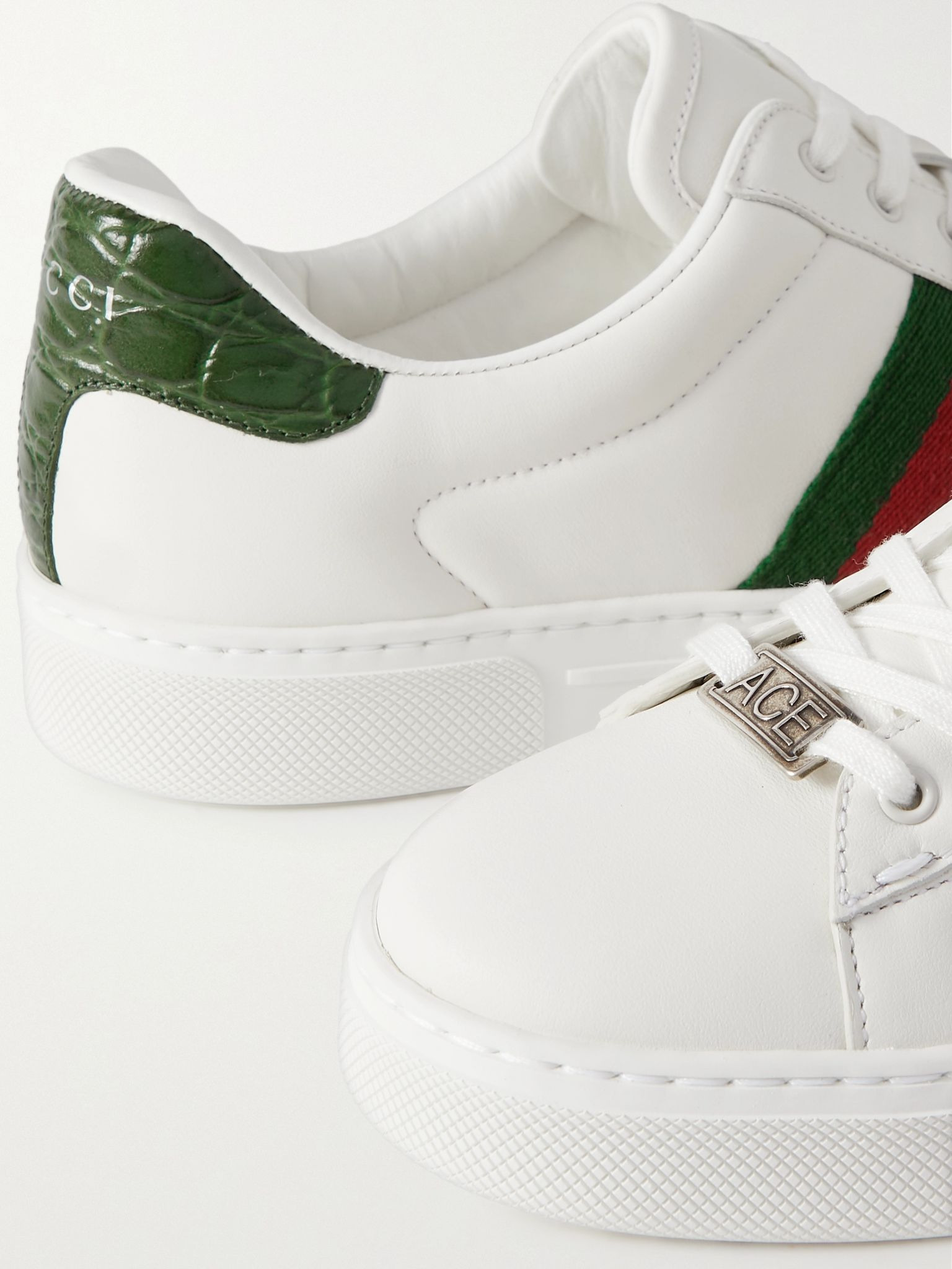 Ace webbing-trimmed leather sneakers White - 4