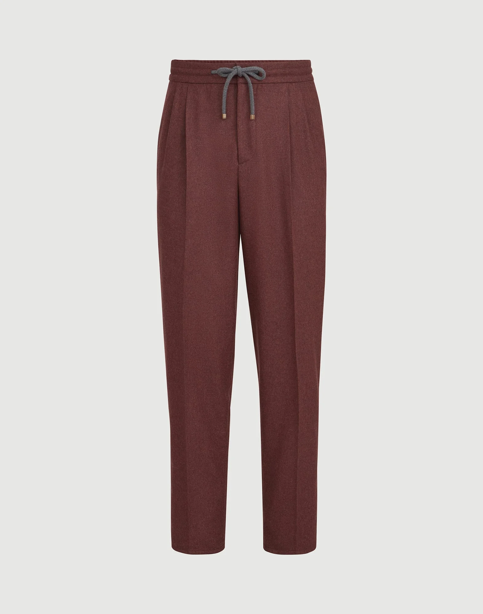 Virgin wool and cashmere flannel trousers with drawstring and double pleats - 1
