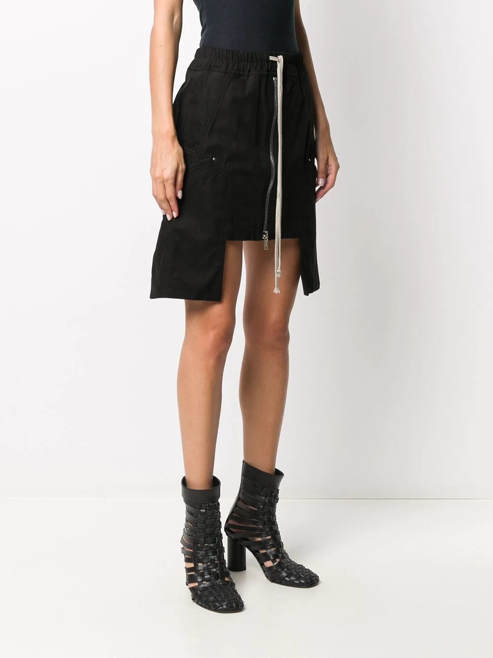 asymmetric drawstring-waist skirt - 3