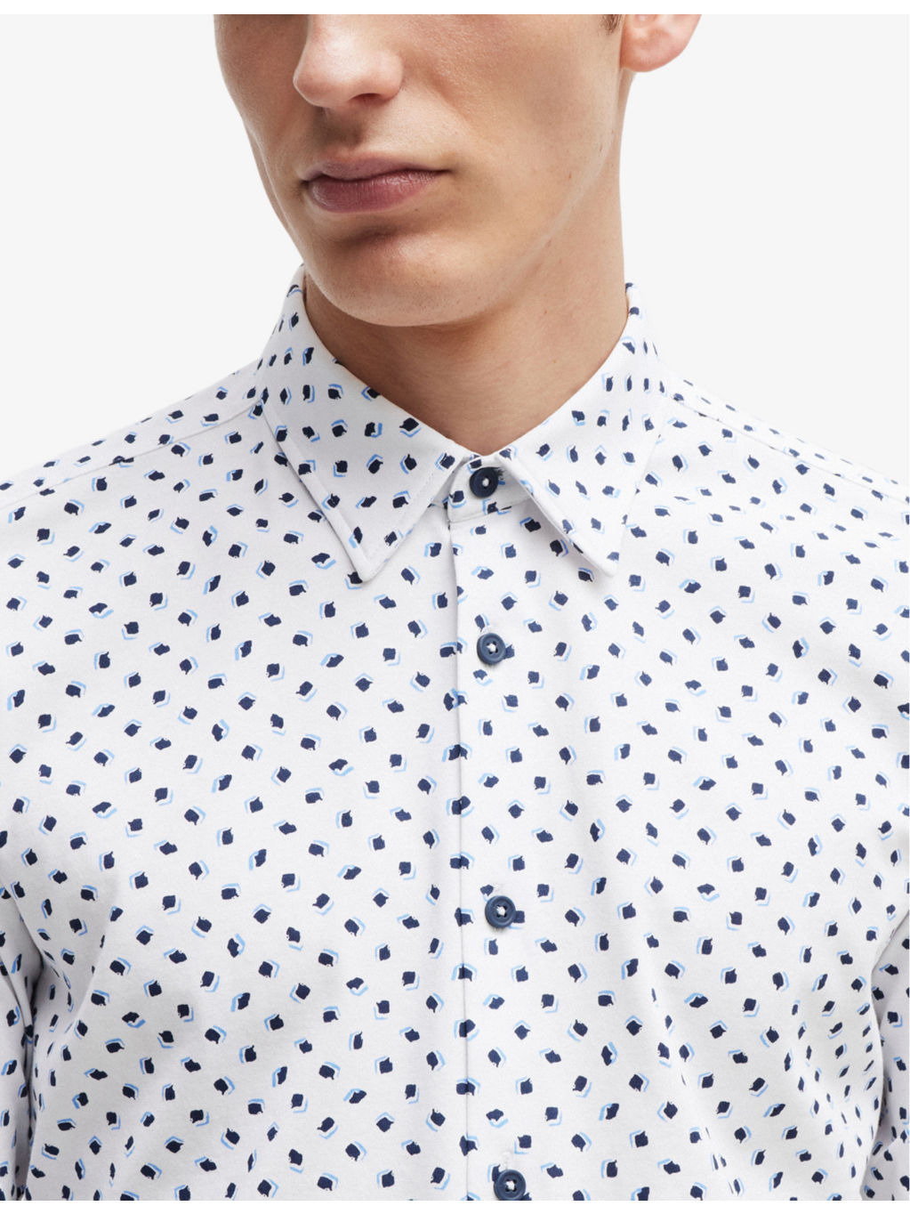 Graphic-print slim-fit cotton-blend shirt - 5