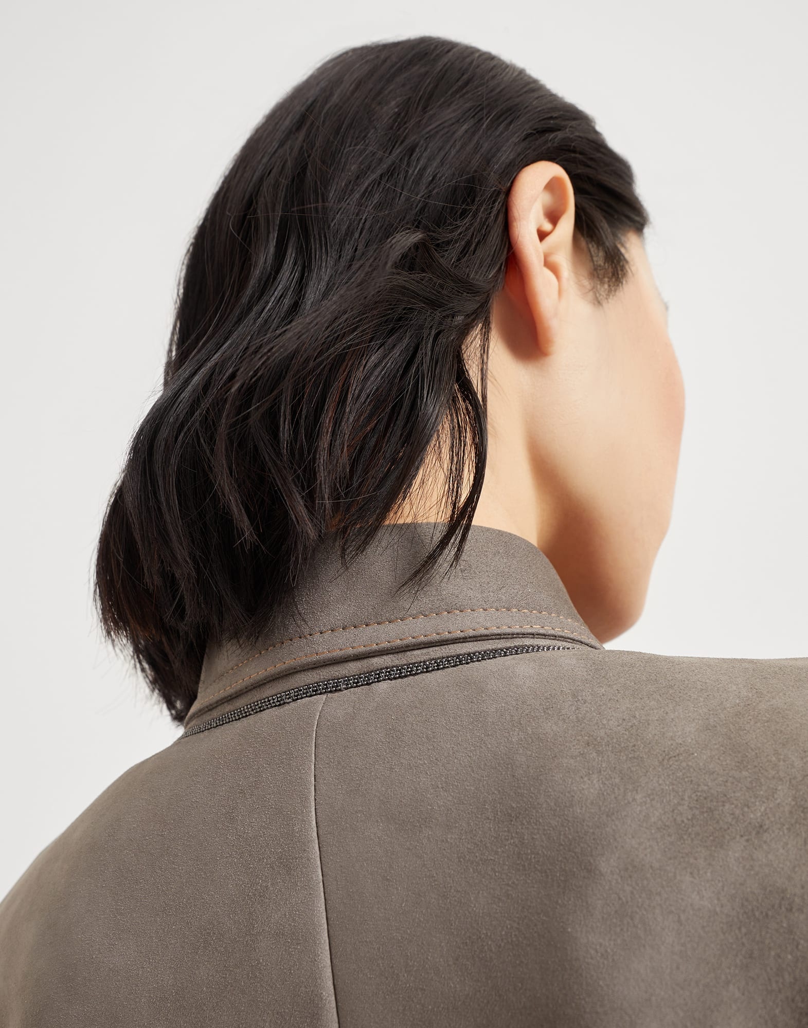 Couture suede outerwear jacket with monili - 3
