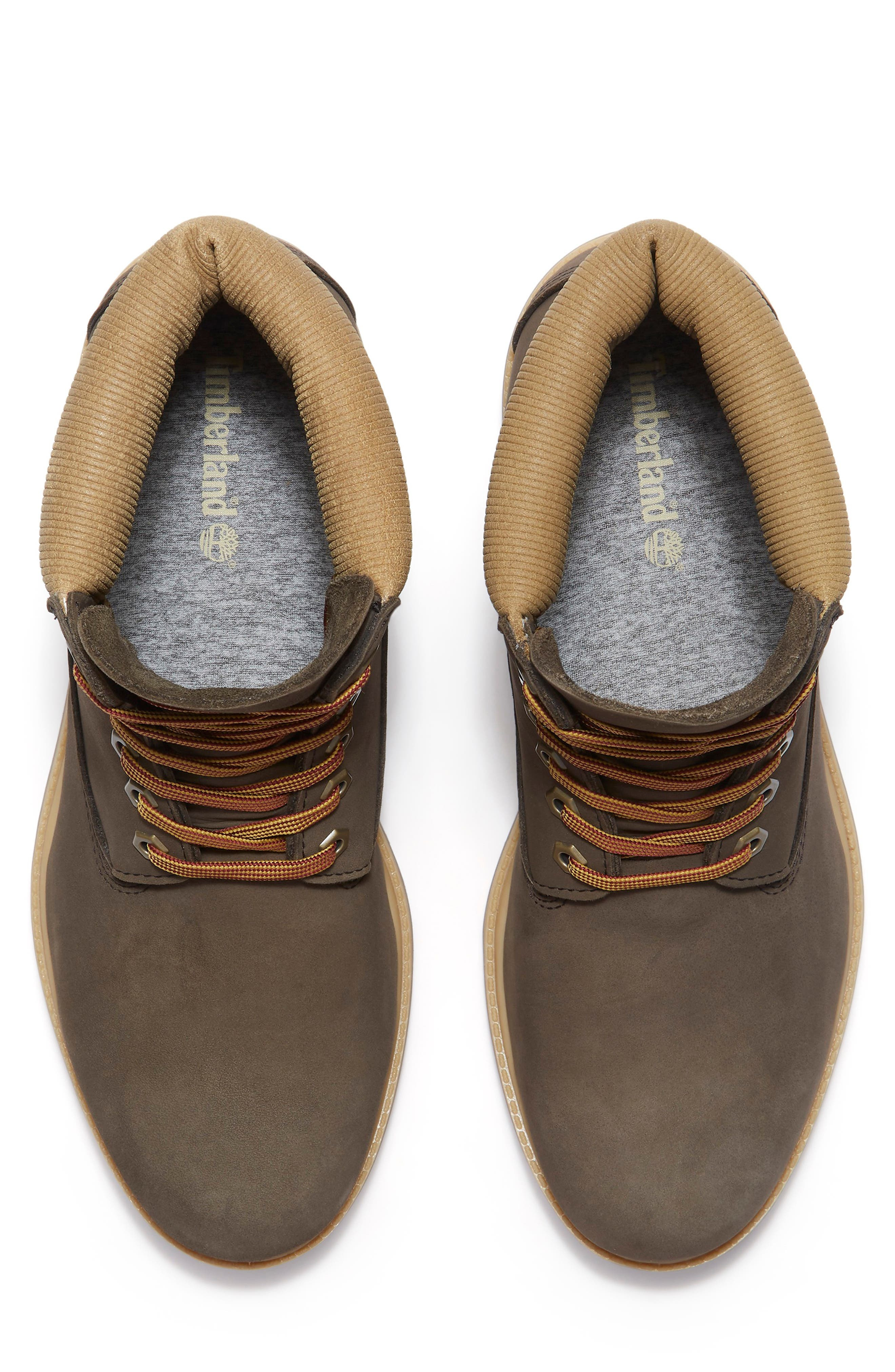 Timberland Premium 6-Inch Waterproof Boot in Dark Brown Nubuck/Olive at Nordstrom - 3