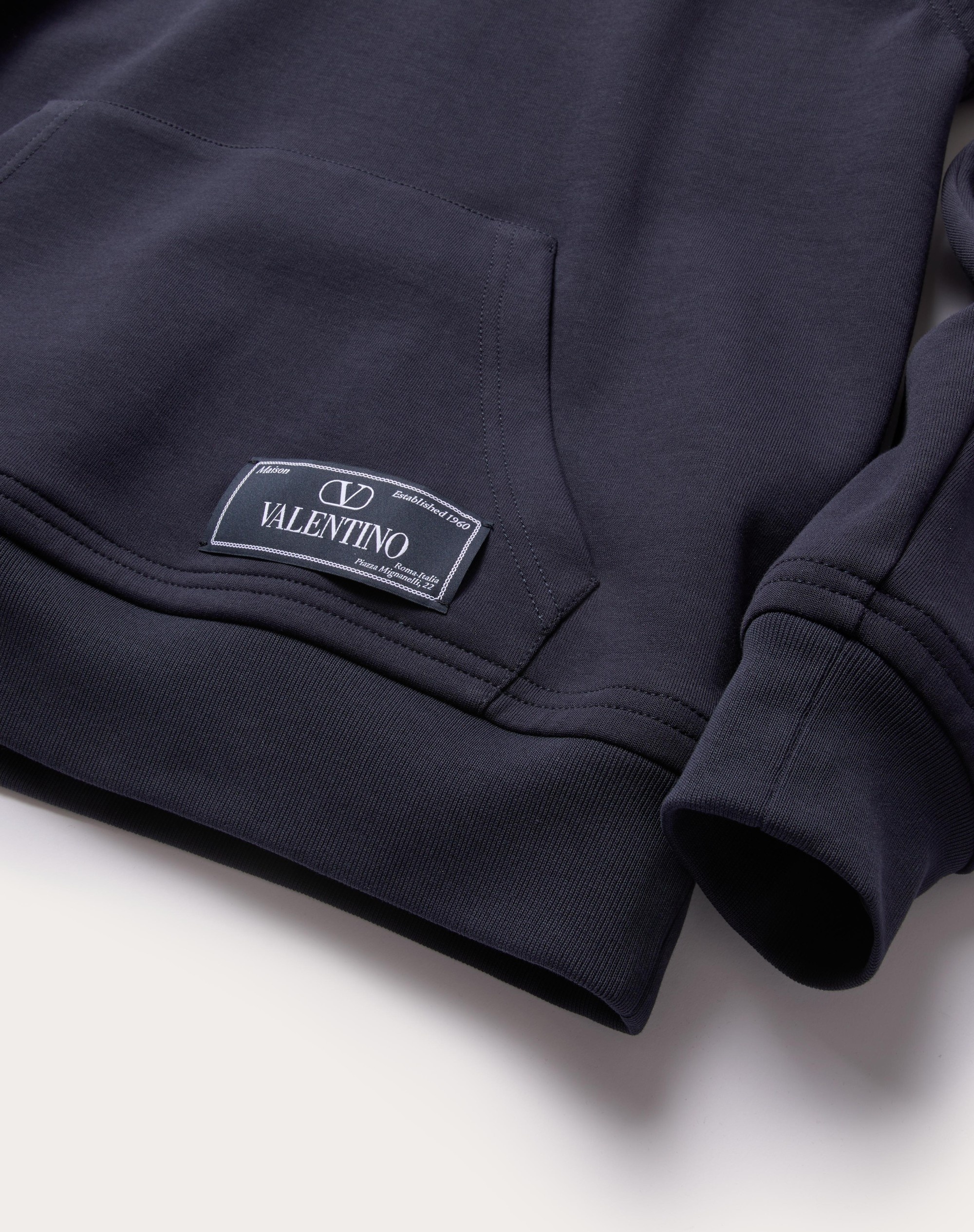 TECHNICAL COTTON SWEATSHIRT WITH HOOD AND MAISON VALENTINO TAILORING LABEL - 3