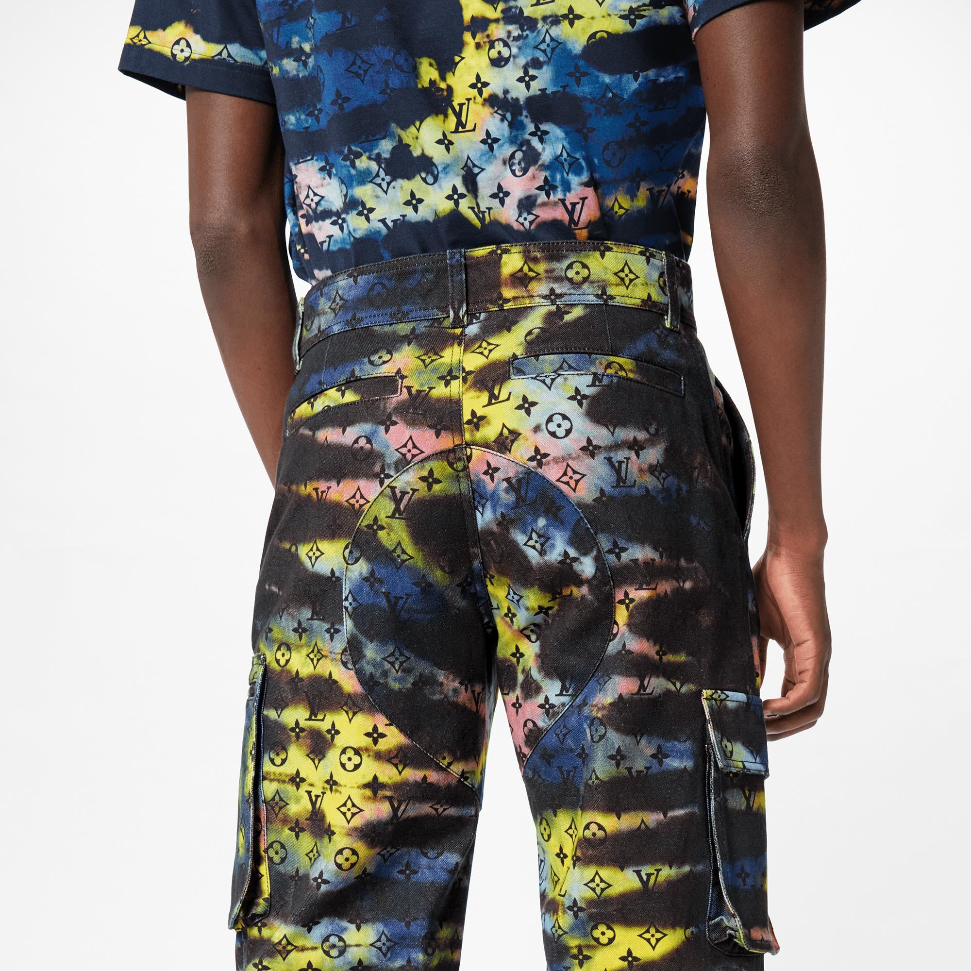 Printed Monogram Tie-Dye Cargo Denim Pant - 4