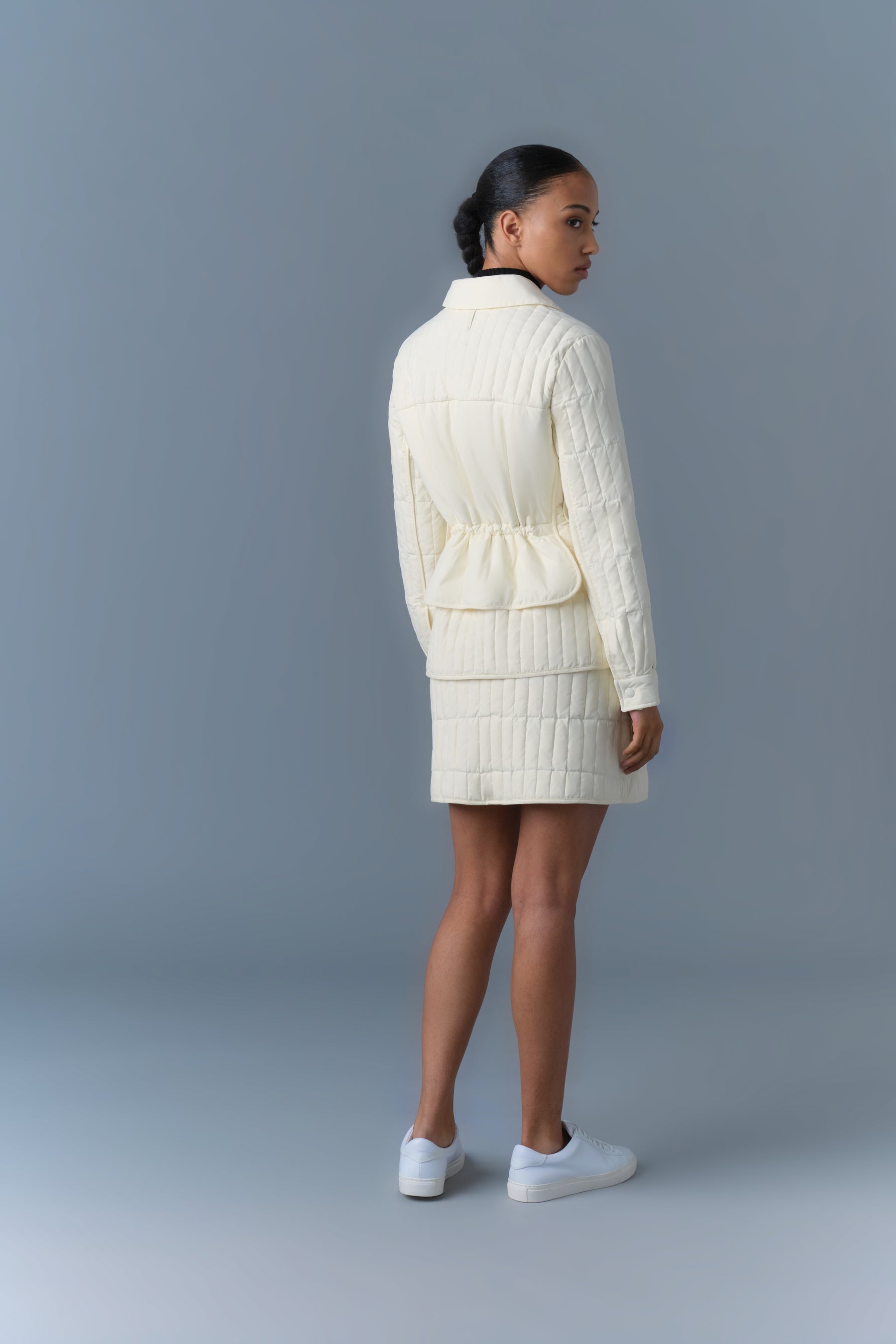 SIAN Vertical Quilted Jacket with Spread Collar - 4