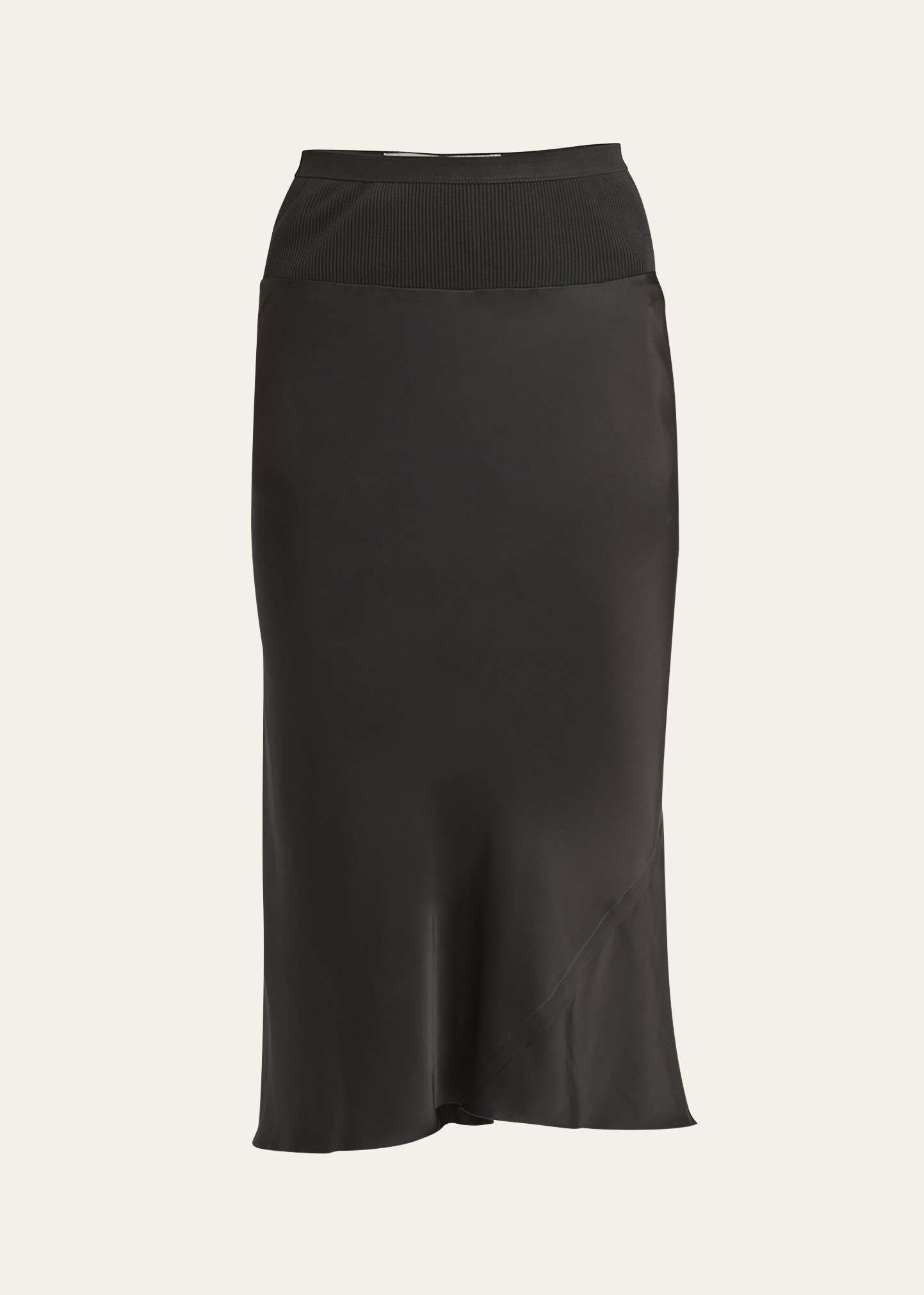 A-Line Bias Satin Midi Skirt - 1