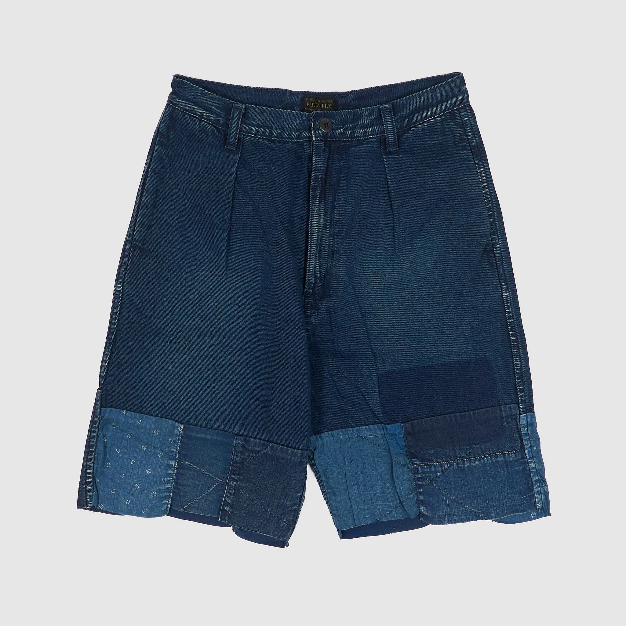 Kapital Denim Linen Patchwork Shorts - 1