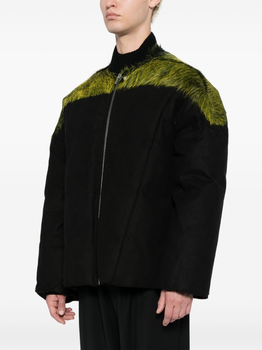 brushed-effect panelled padded jacket - 4