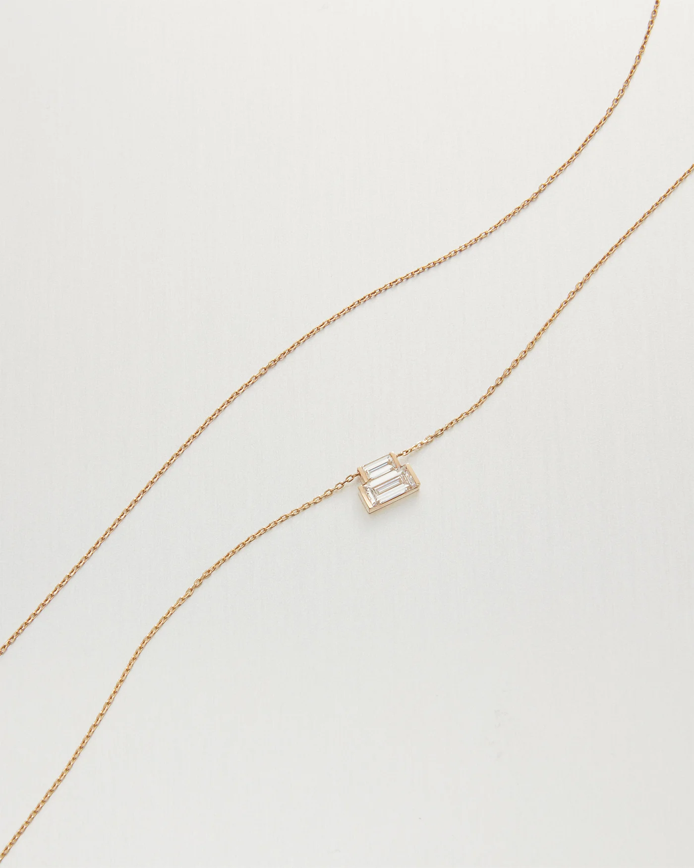 14K Stacked Baguette Diamond Necklace - 1