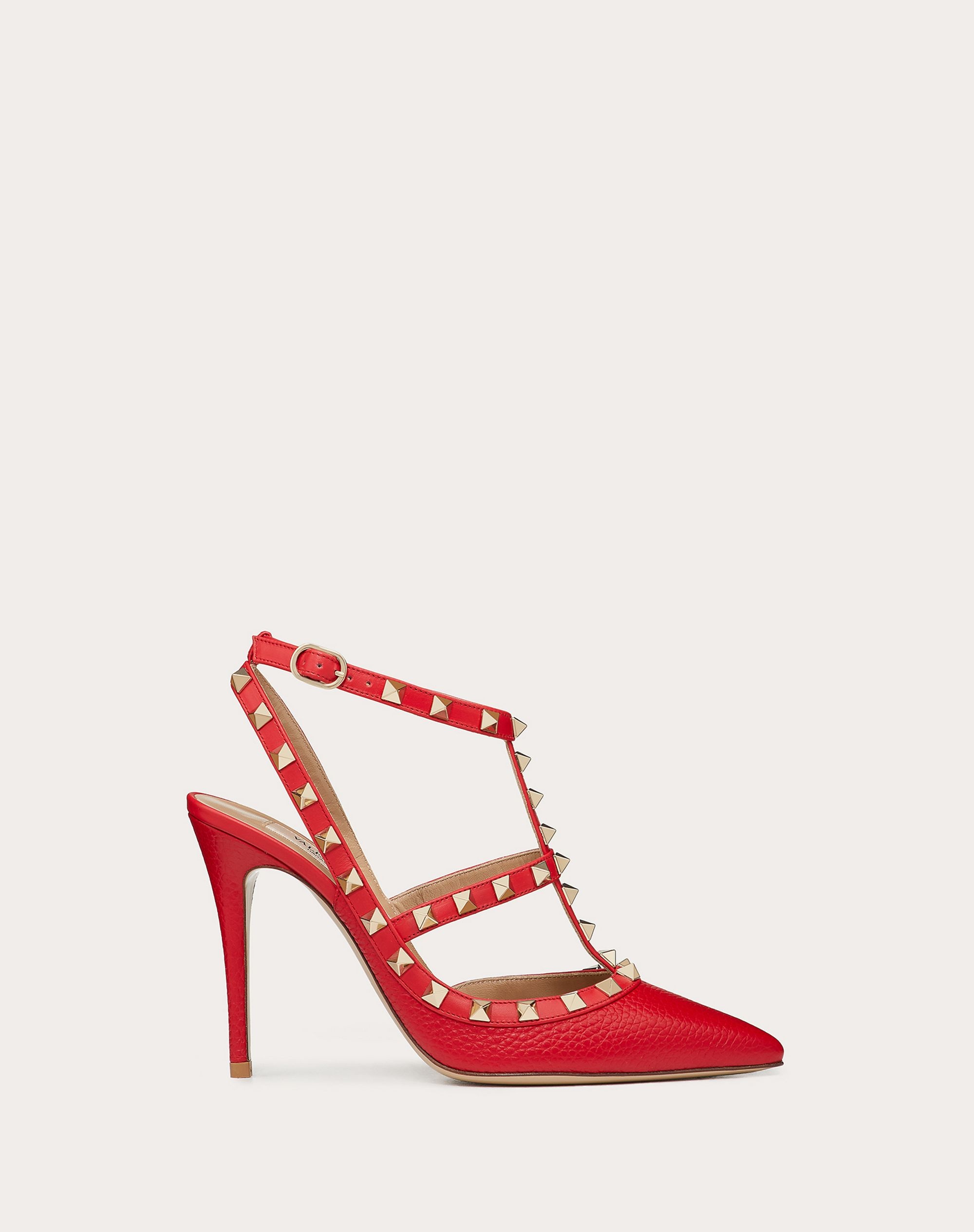 Rockstud Grainy Leather Ankle Strap Pump 100 mm - 1