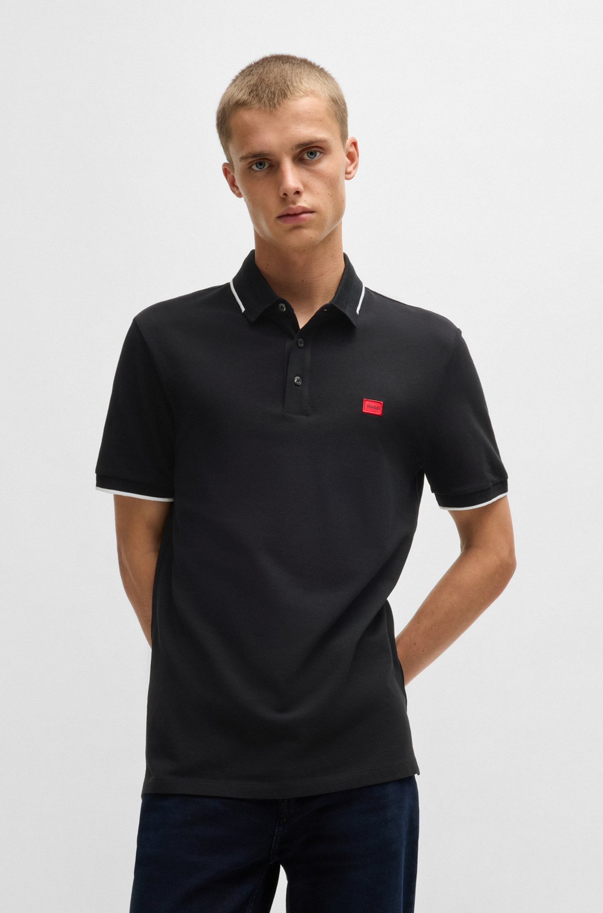 SLIM-FIT POLO SHIRT WITH RED LOGO LABEL - 2