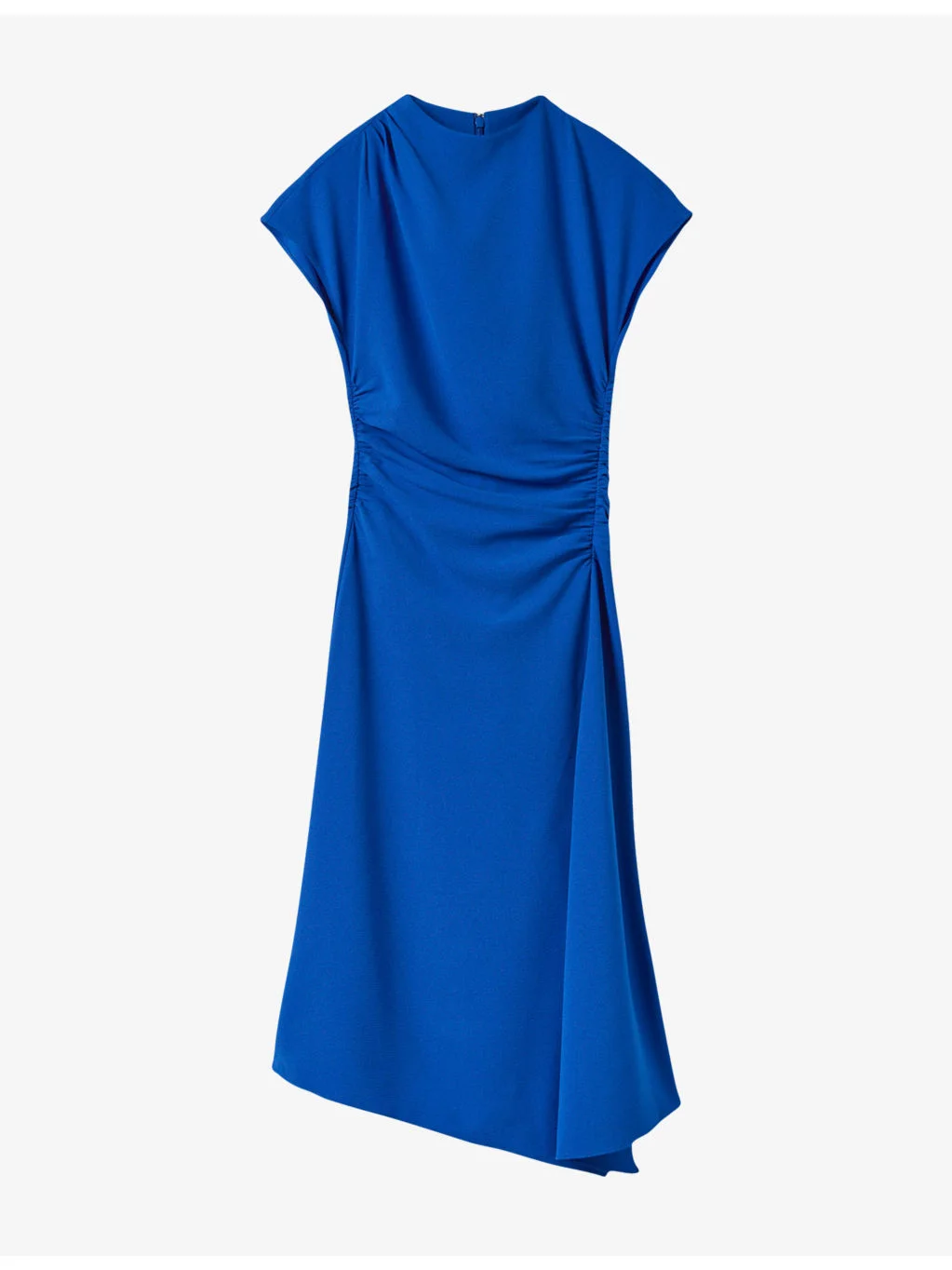 Ruched Short-Sleeved Crepe Midi Dress - 1