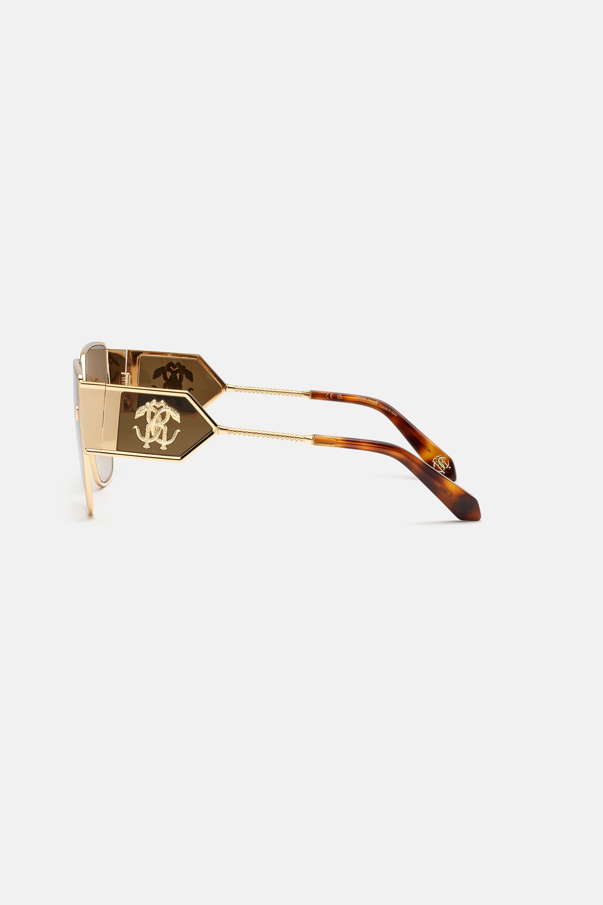 Sunglasses with wide shape front, metal fangs embellishment - 4
