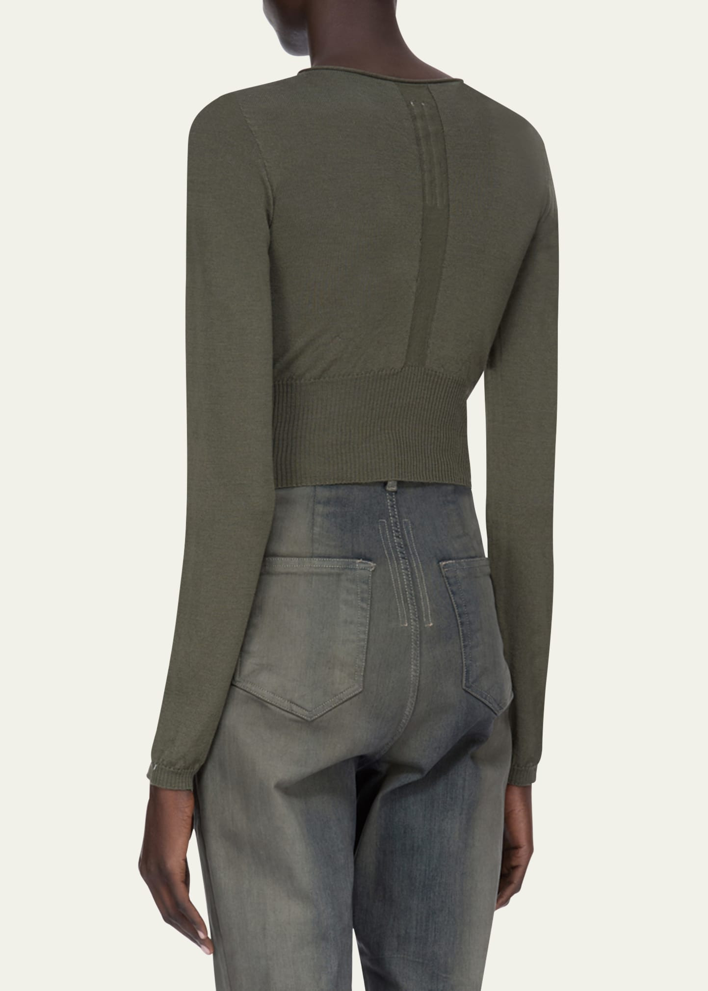 Cutout Long-Sleeve Crop Sweater - 3