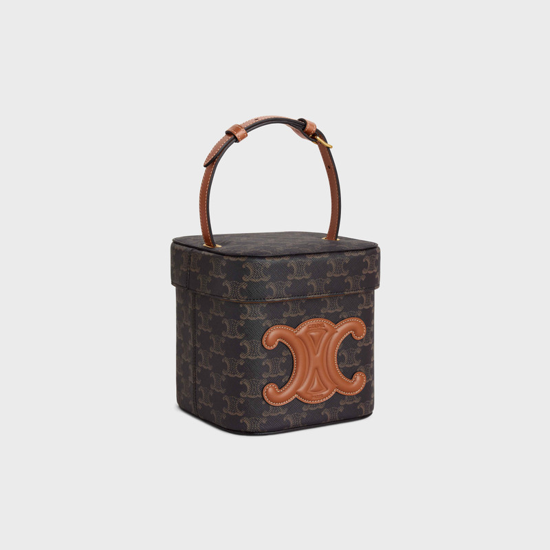 CELINE medium box cuir triomphe in TRIOMPHE CANVAS and CALFSKIN outlook