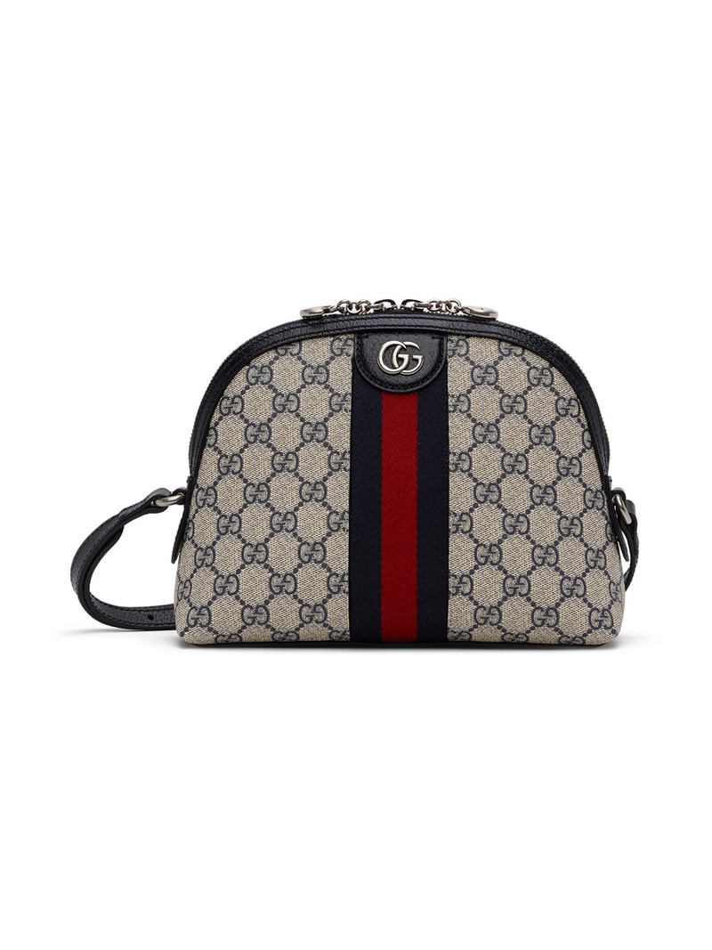 Blue & Beige Small Ophidia GG Supreme Shoulder Bag - 1
