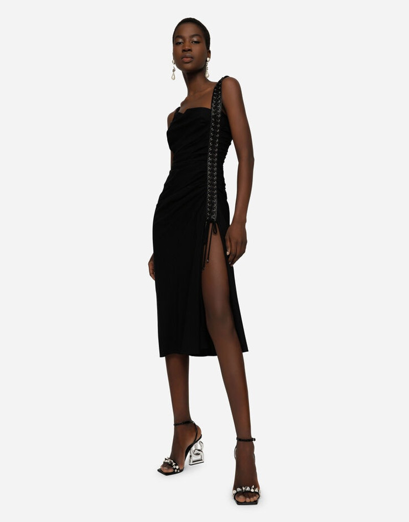 Sable calf-length dress with laces and eyelets 3