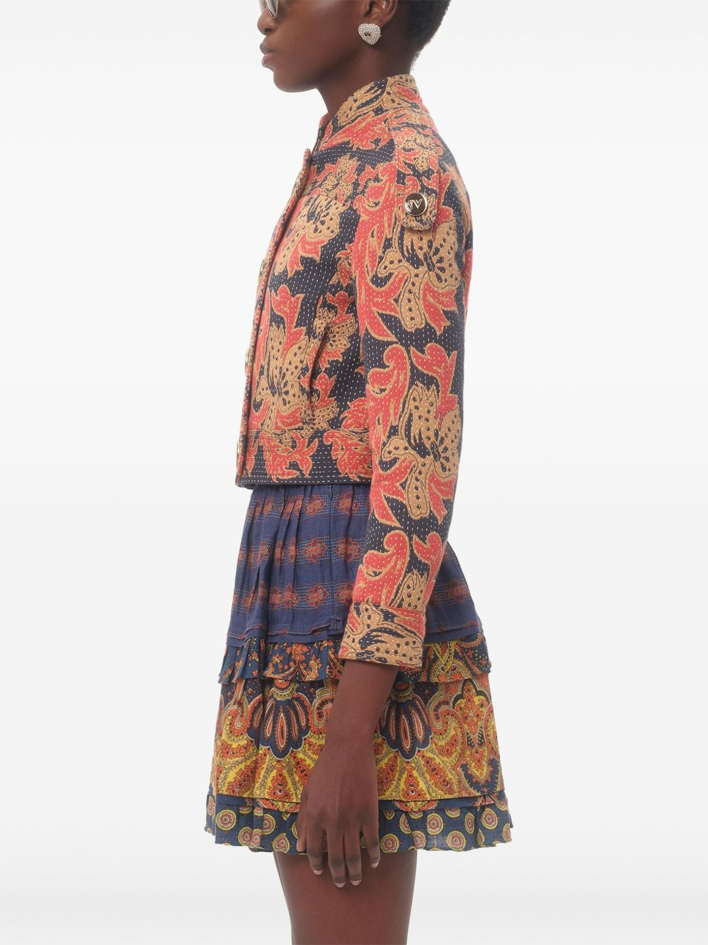 cropped jacquard jacket - 3